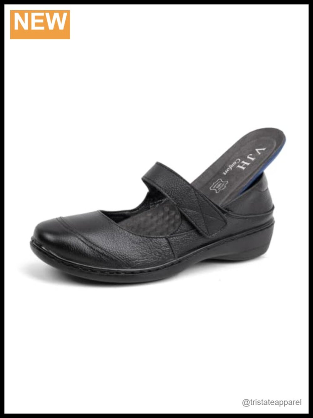 Mary Jane Flats Genuine Leather Hook Loop Comfort Women's Slip-On Shoes